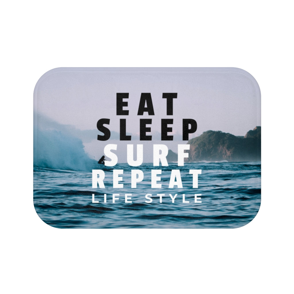 Surf, Sleep, Eat, and Repeat Bath Mat