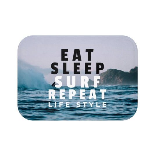Surf, Sleep, Eat, and Repeat Bath Mat