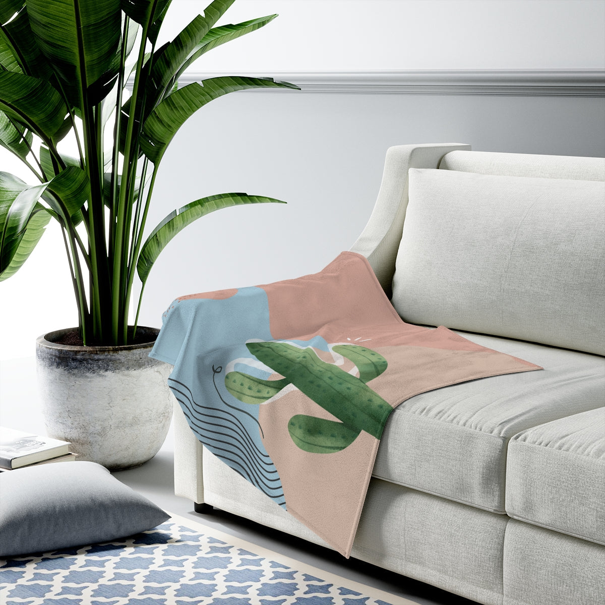 Abstract Cactus Fleece Blanket Throw