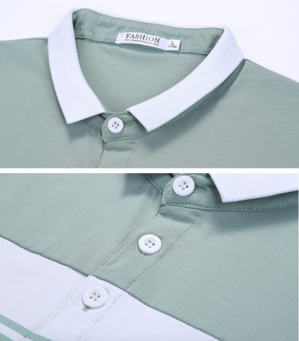 Striped Polo Shirt for Men with Short Sleeves