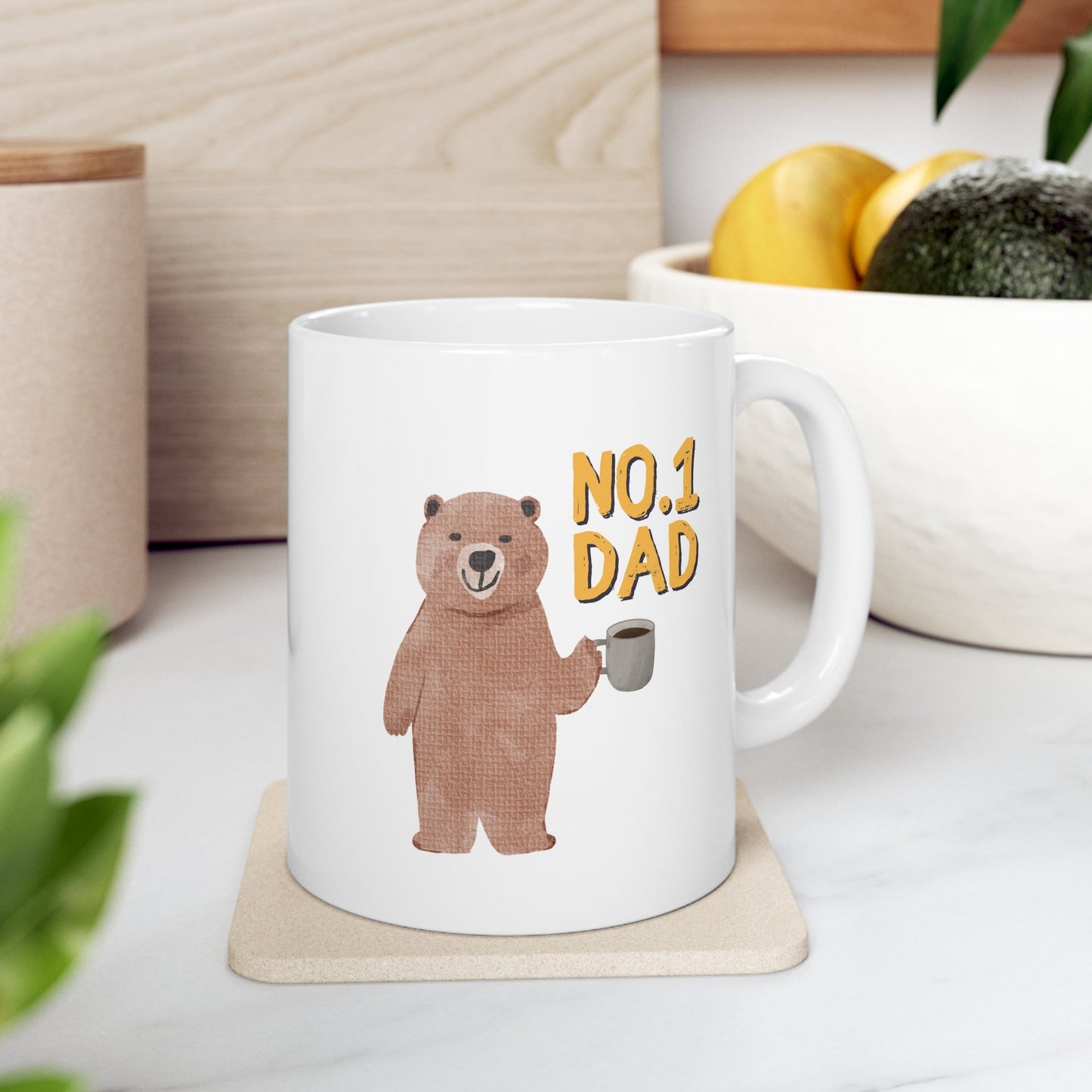 Top Dad Teddy Bear Mug for Tea and Coffee