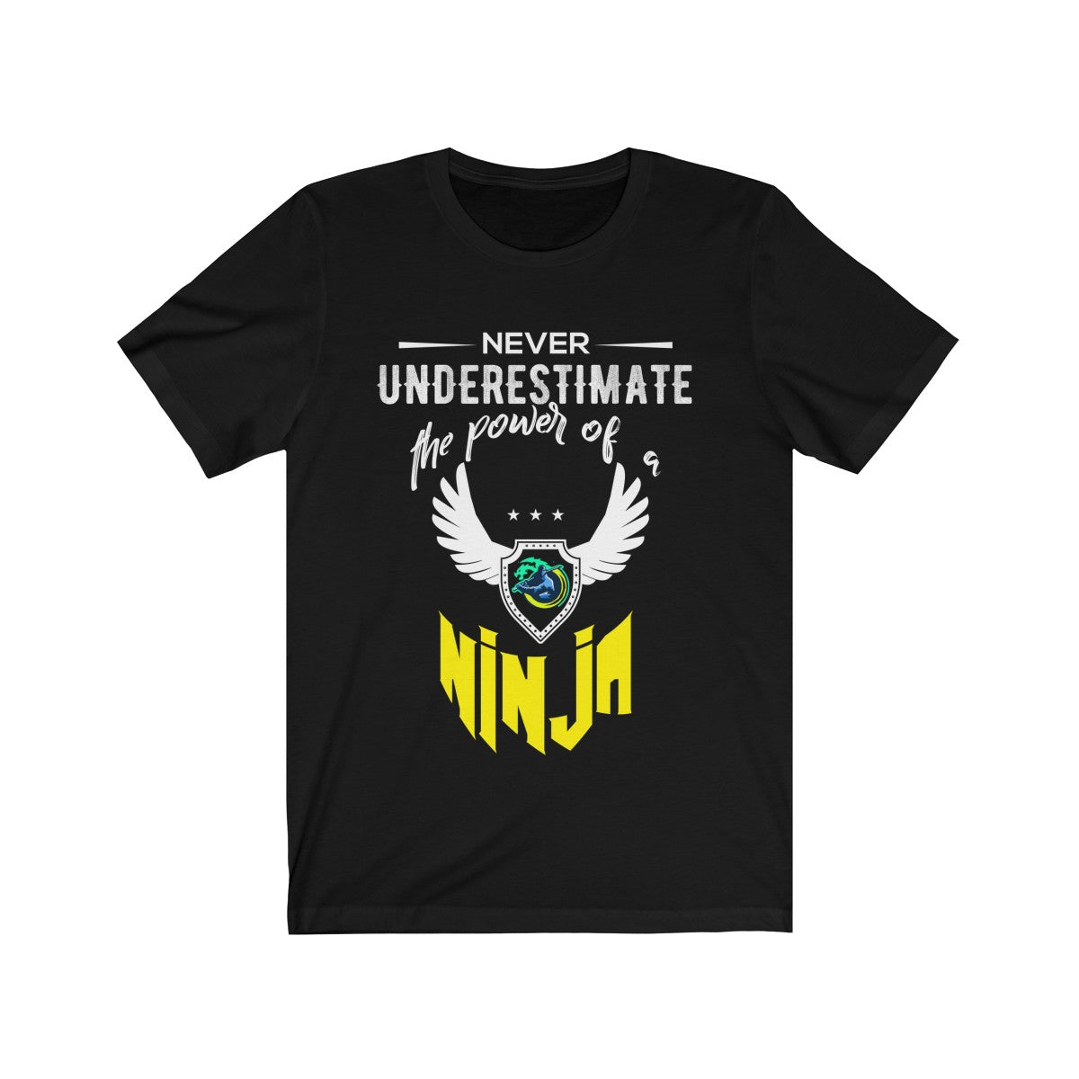 Short Sleeve T-Shirt with Yellow Ninja Emblem