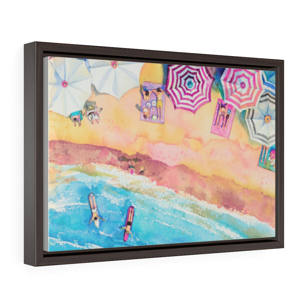 Beach Day: A Vibrant Horizontal Framed Premium Gallery Wrap Canvas