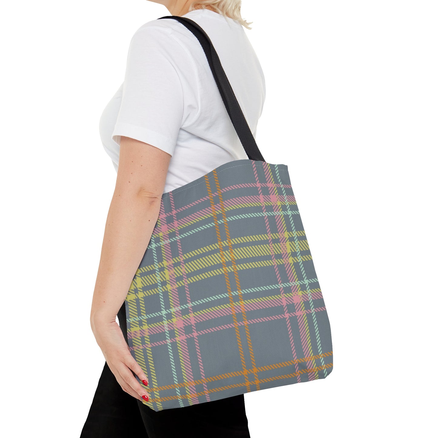 Yellow and Gray Checkered Tote Bag