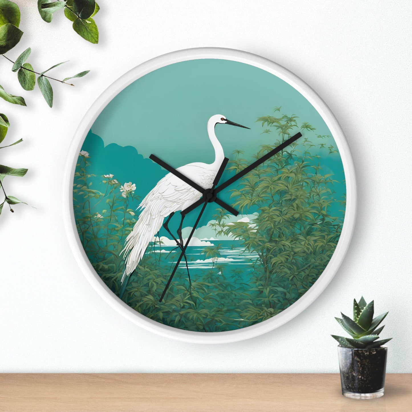 Japanese Crane Art Wall Timepiece