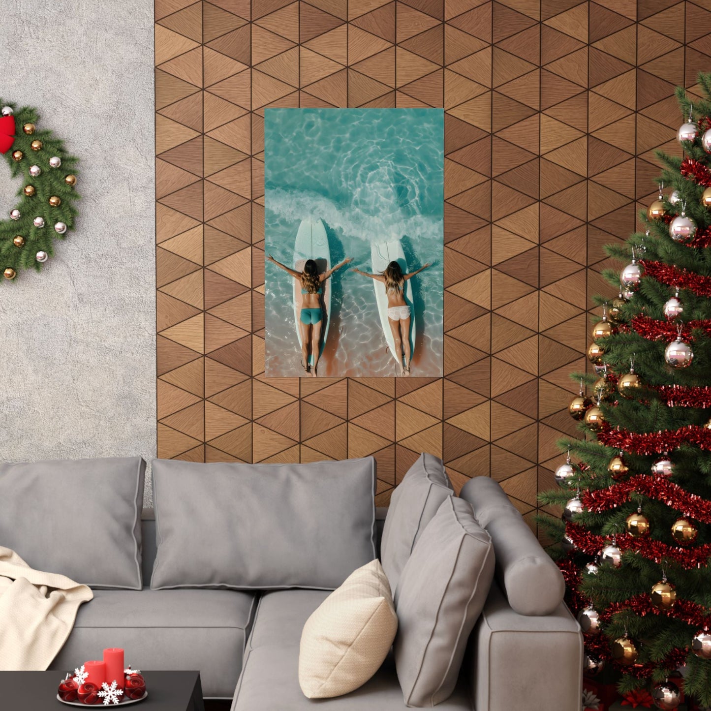 Beach Poster Featuring Female Surfers