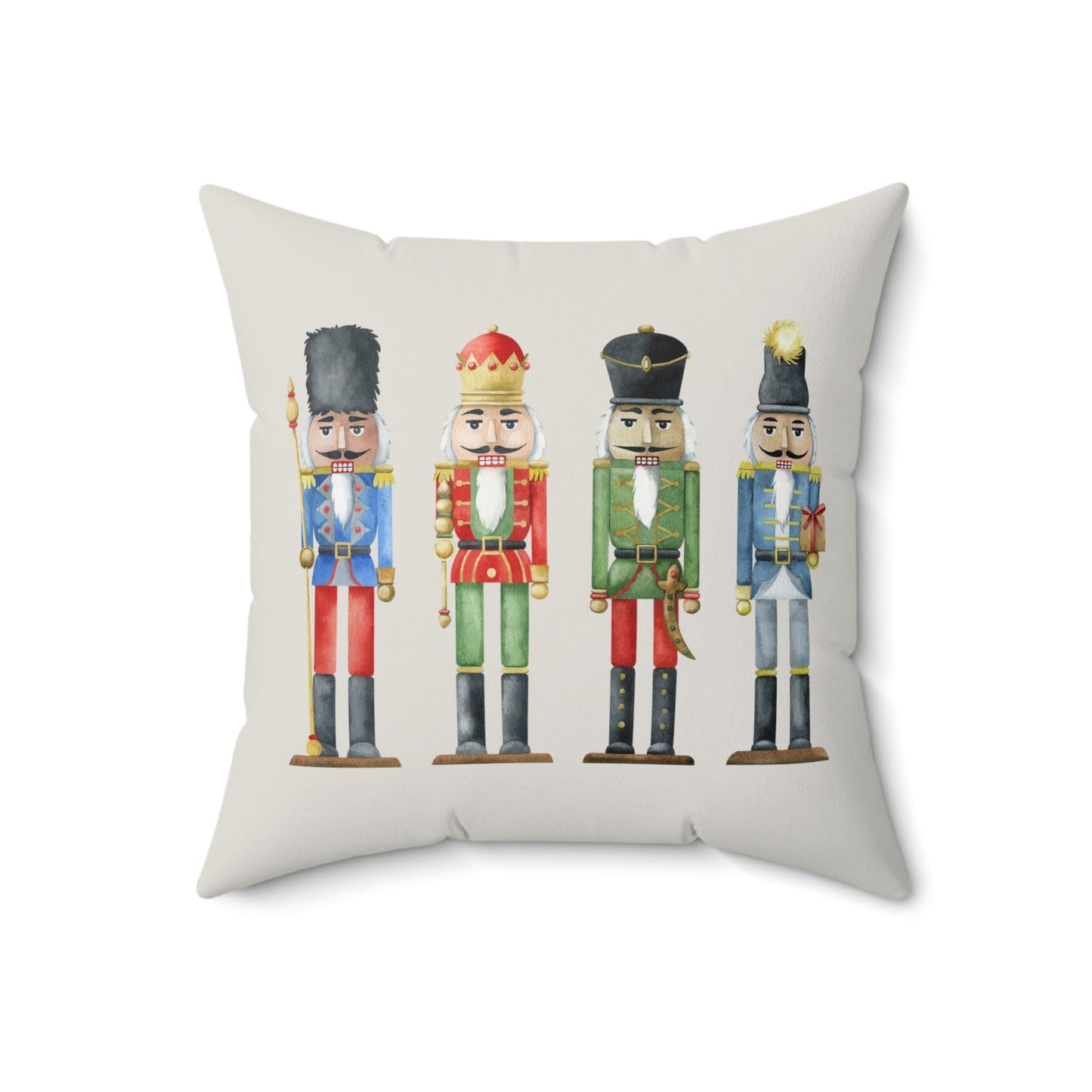 Faux Suede Holiday Nutcracker Toy Soldiers Pillow