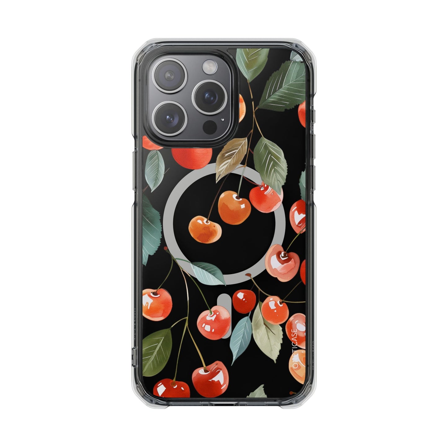 Adorable Cherry-themed Transparent Magnetic Phone Case for iPhone Models