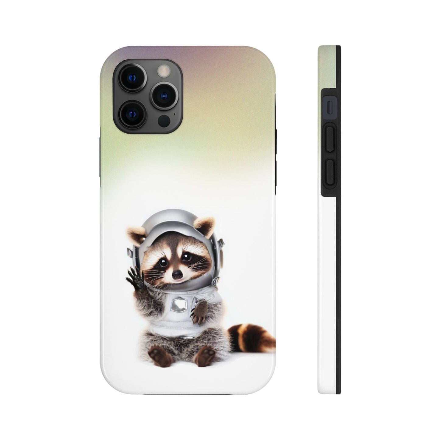 Wireless Charging iPhone Case featuring a Playful Raccoon Design