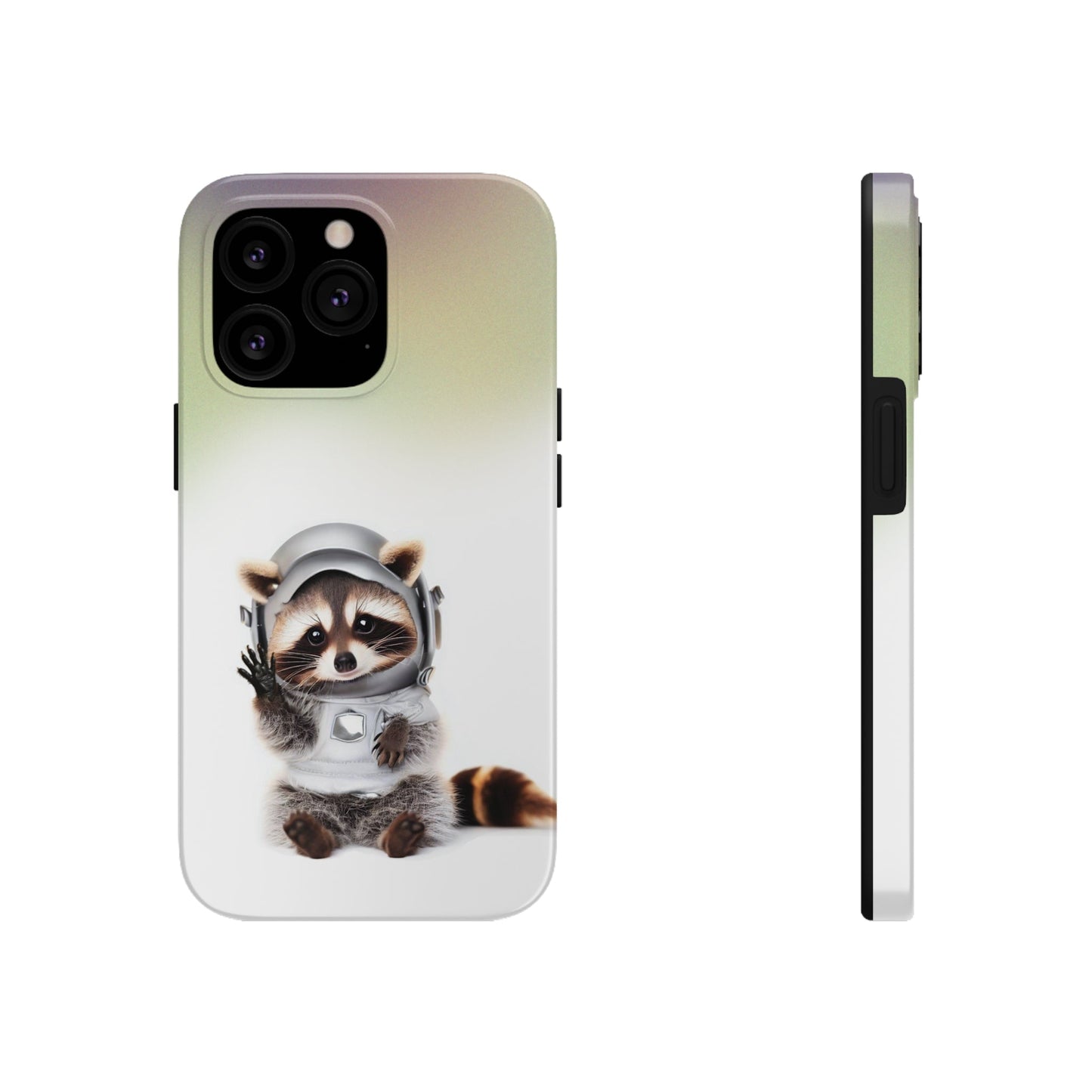 Wireless Charging iPhone Case featuring a Playful Raccoon Design