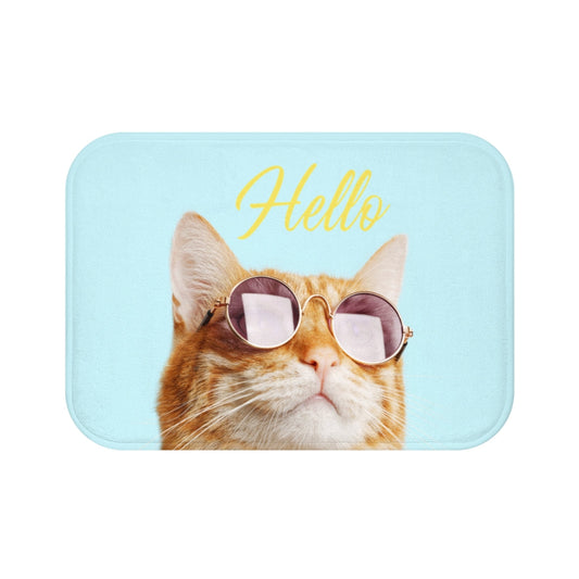Sunglasses-Wearing Cat Bath Mat
