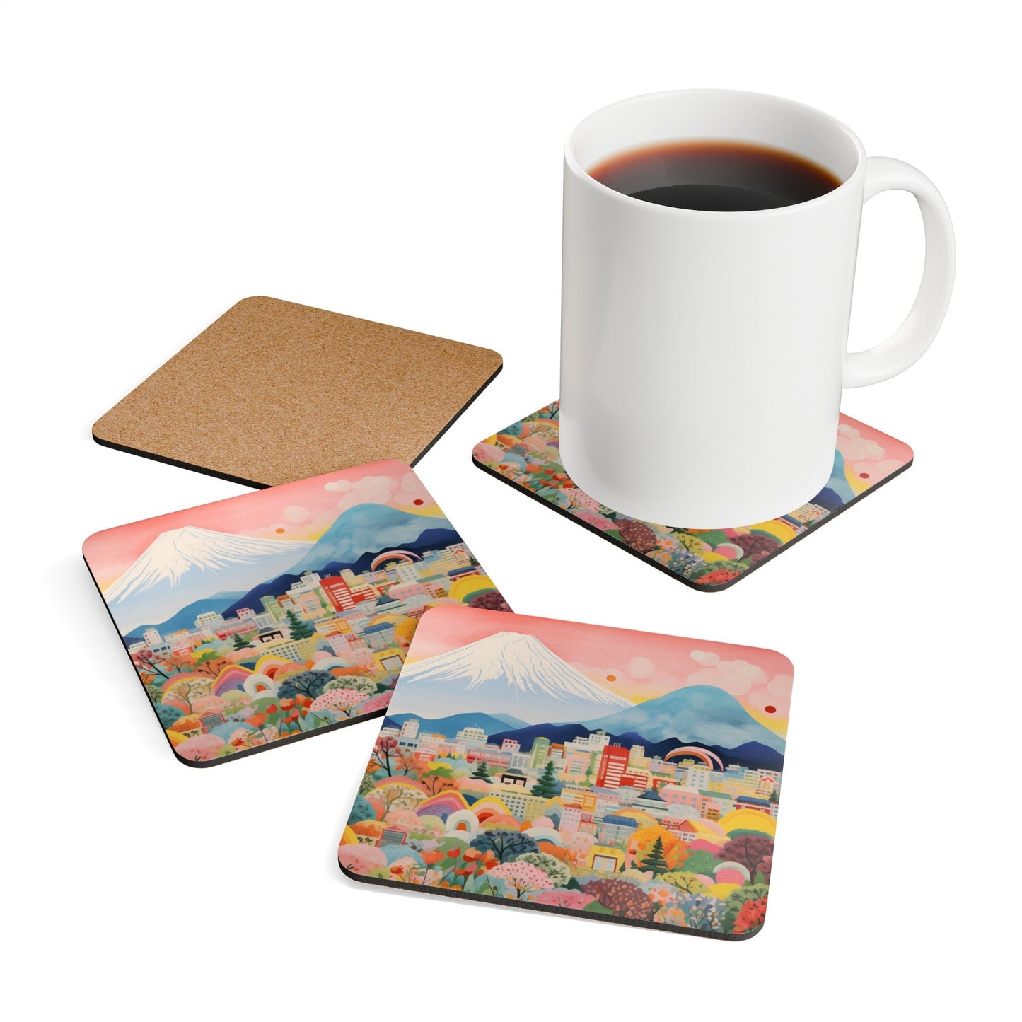 Mount Fuji Skyline Set of Four Coasters