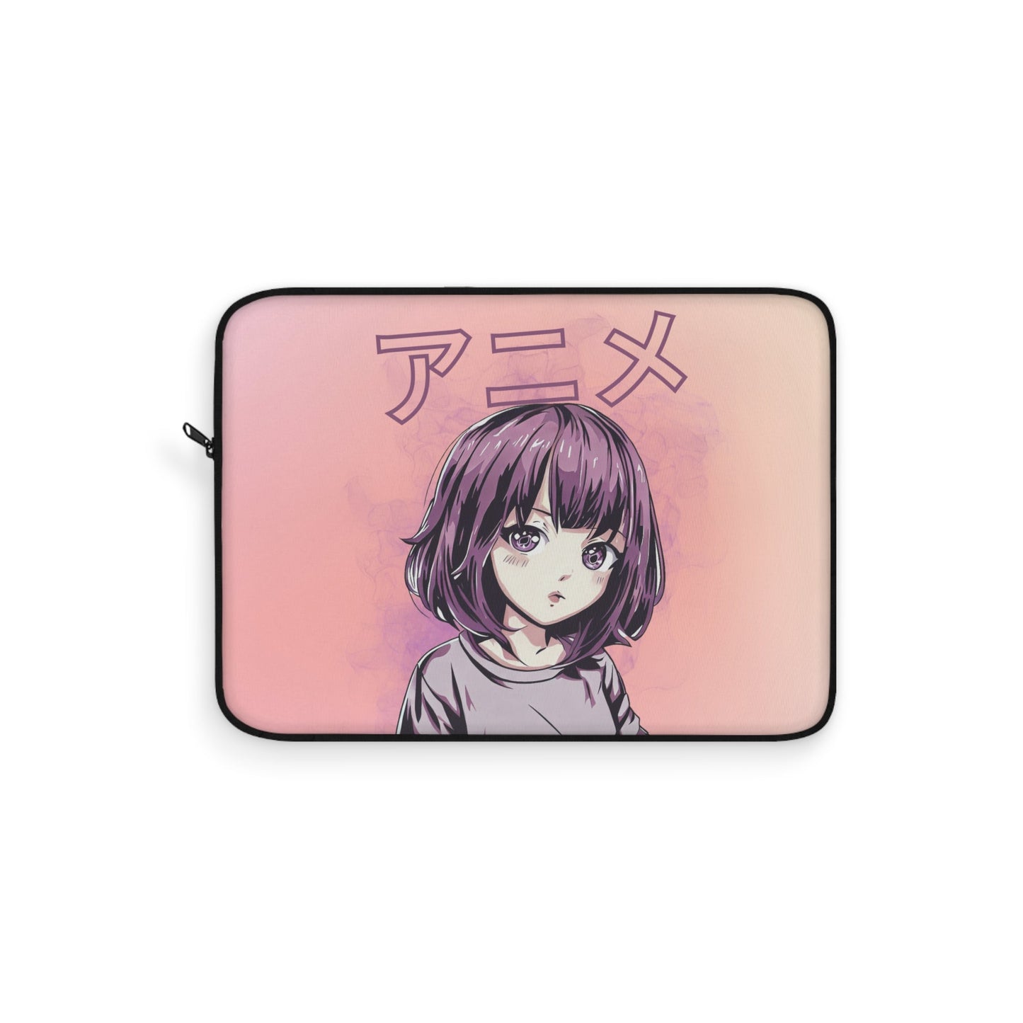 Anime Girl Laptop Sleeve with Vibrant Purple Hair