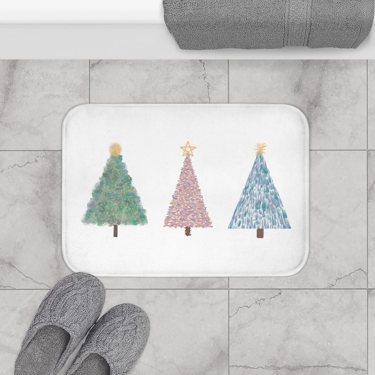 Festive Bath Mat for Christmas Tree Season