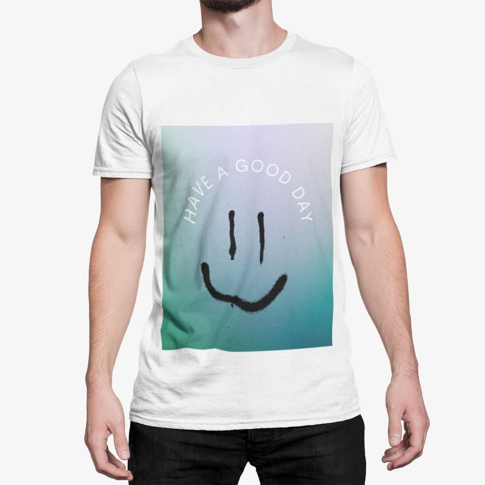 Cheerful Logo Tee for Men to Start the Day Right