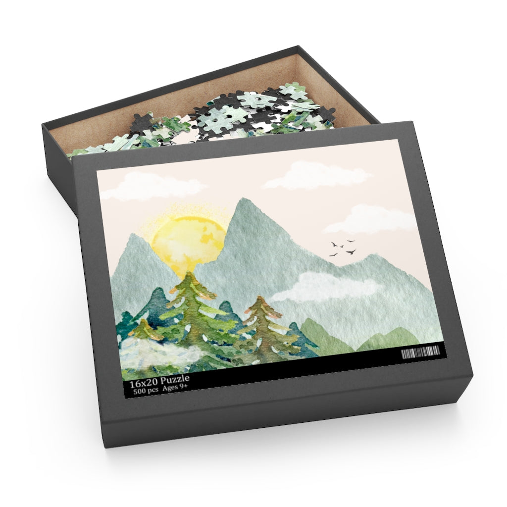 500-Piece Puzzle Featuring a Sunny Mountain View
