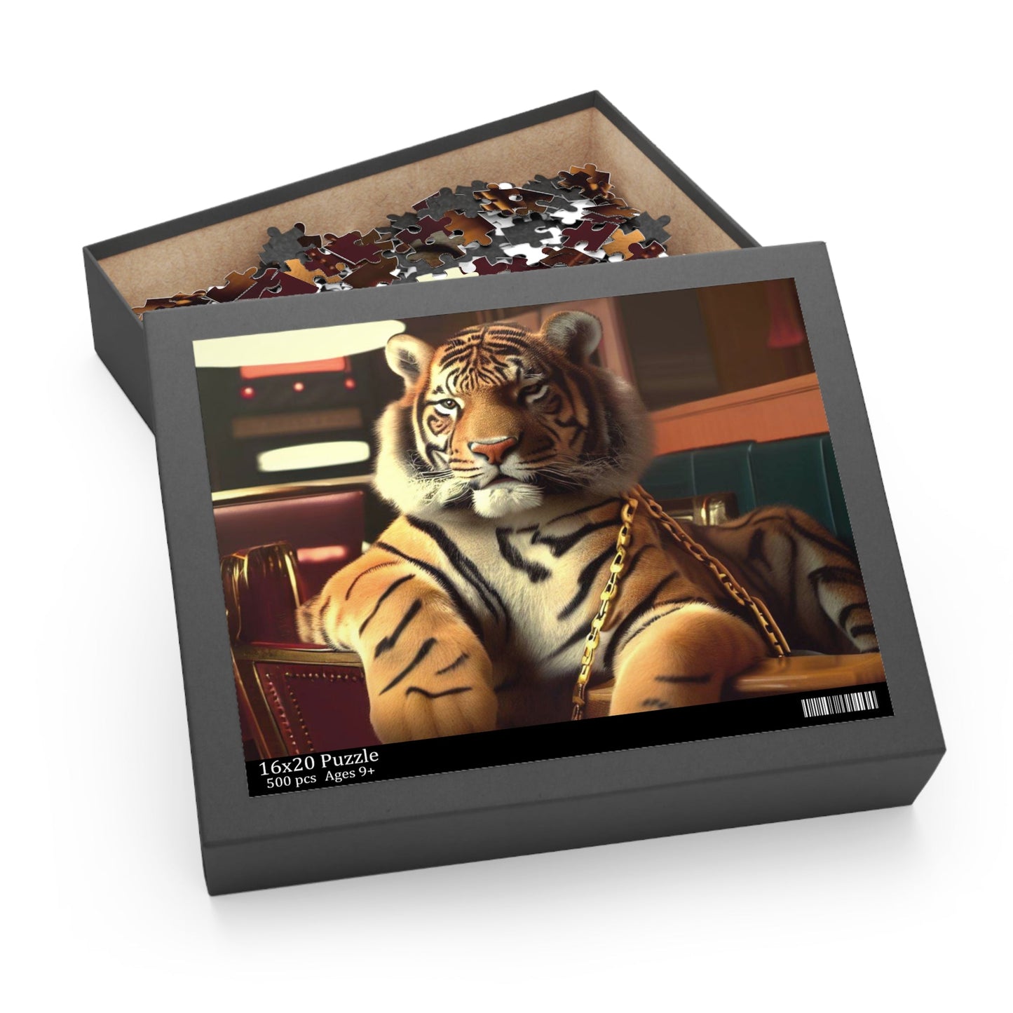 500-Piece Jigsaw Puzzle Featuring Vintage Tiger in Restaurant