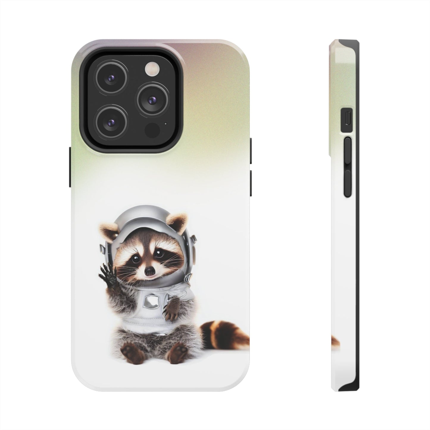 Wireless Charging iPhone Case featuring a Playful Raccoon Design