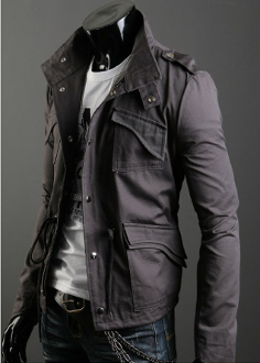 Short Parka with Stand-Up Collar for Men