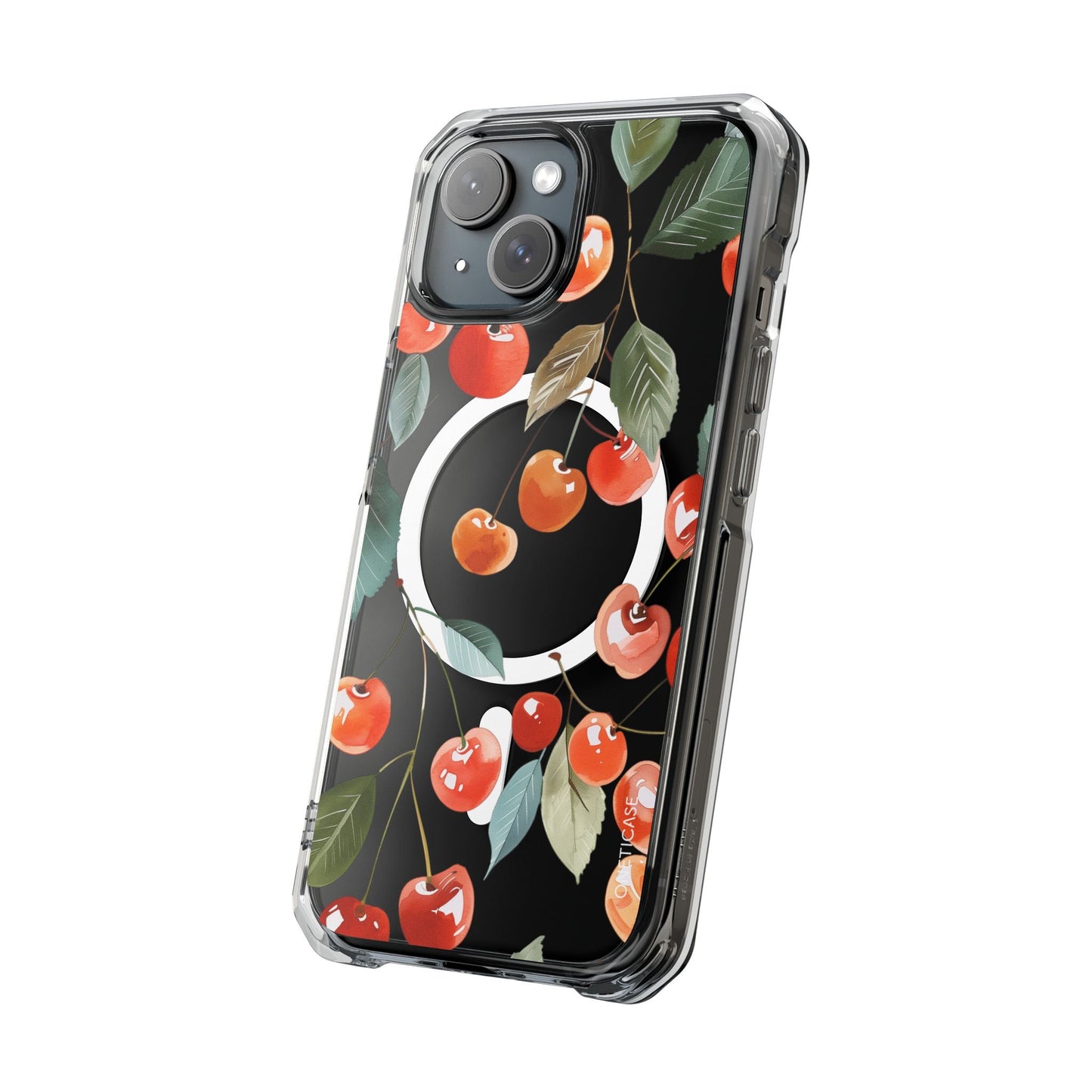 Adorable Cherry-themed Transparent Magnetic Phone Case for iPhone Models