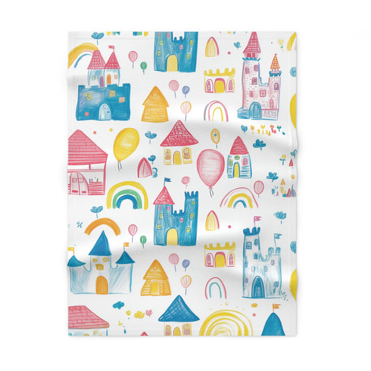 Soft Fleece Baby Blanket with a Castle of Crayons
