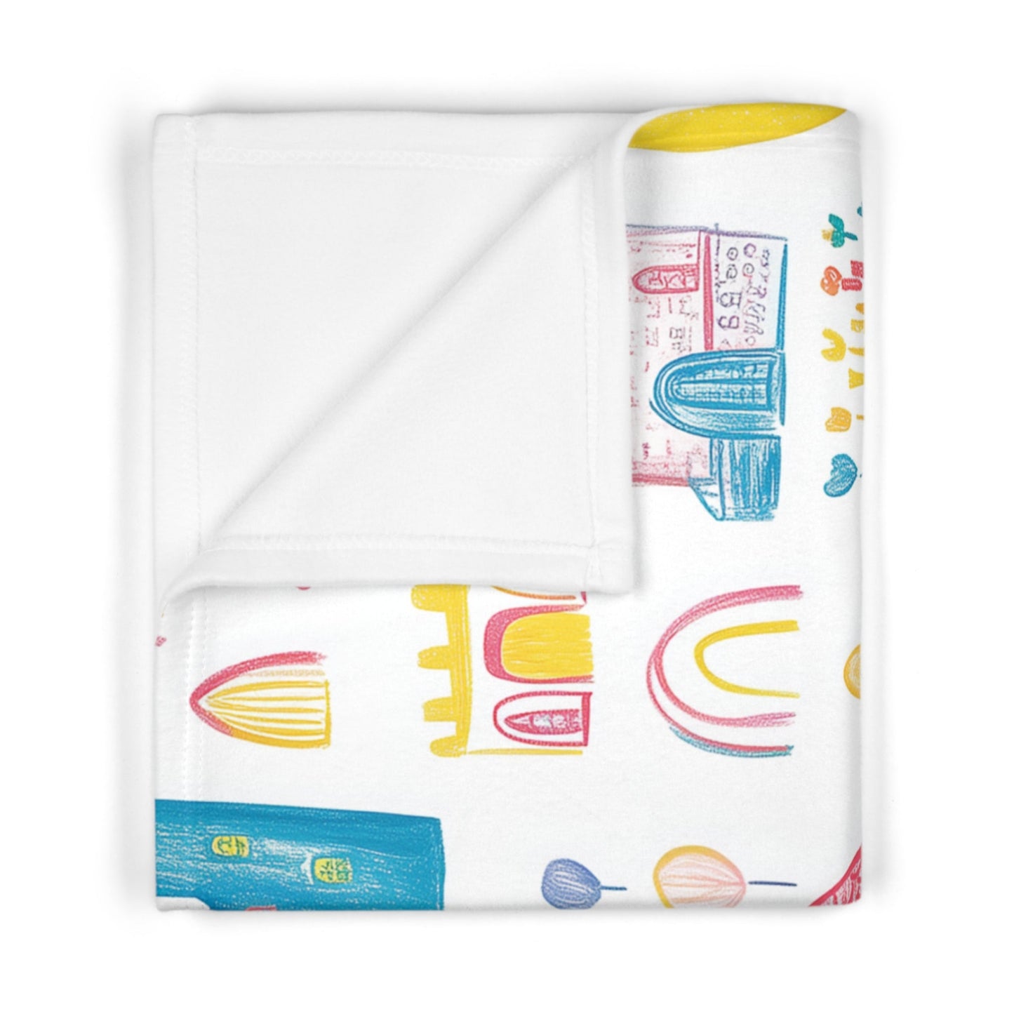 Soft Fleece Baby Blanket with a Castle of Crayons