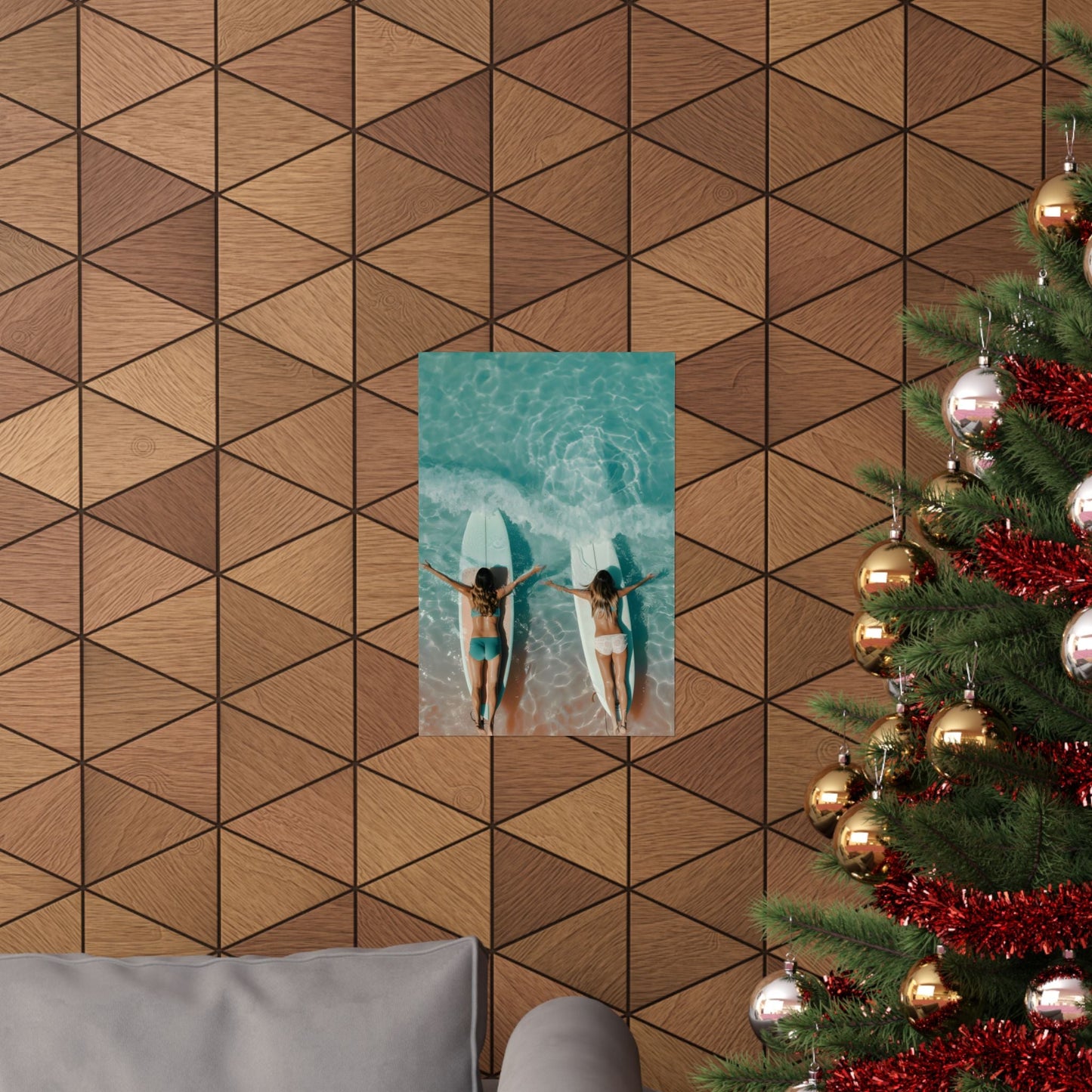 Beach Poster Featuring Female Surfers