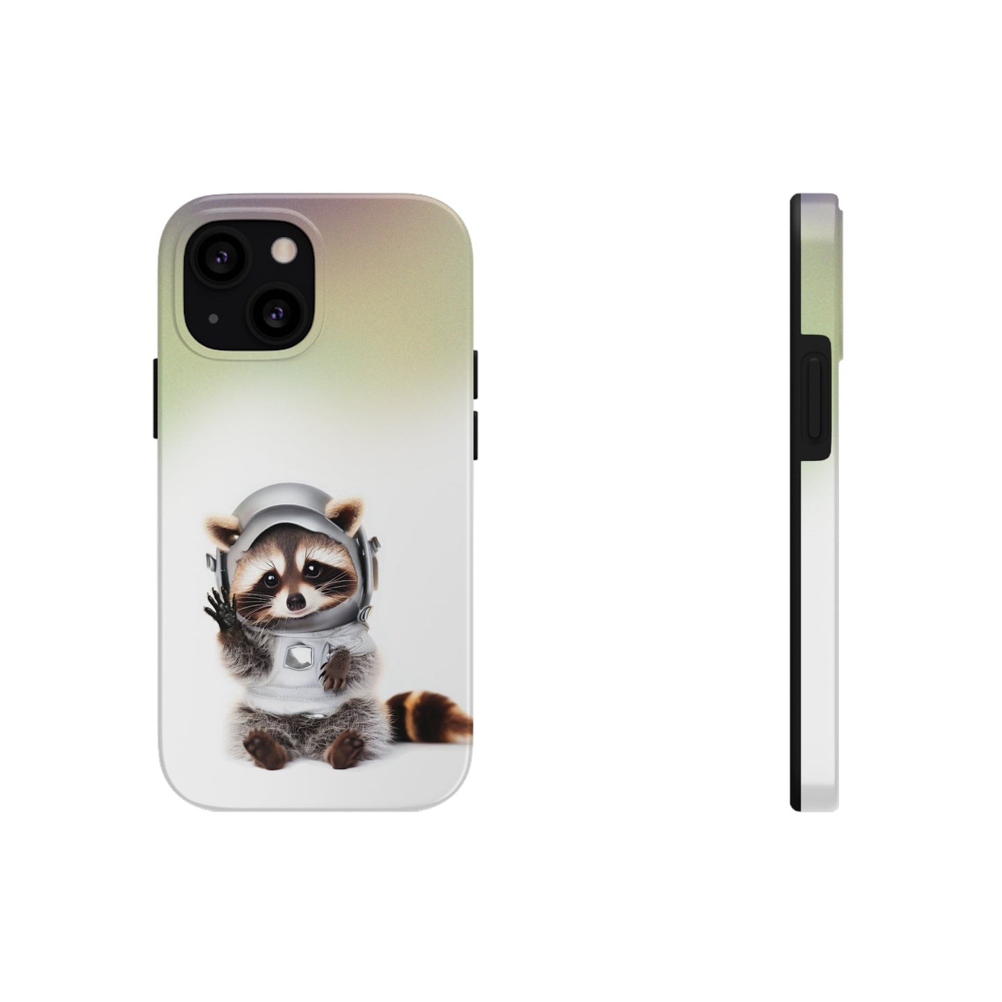 Wireless Charging iPhone Case featuring a Playful Raccoon Design