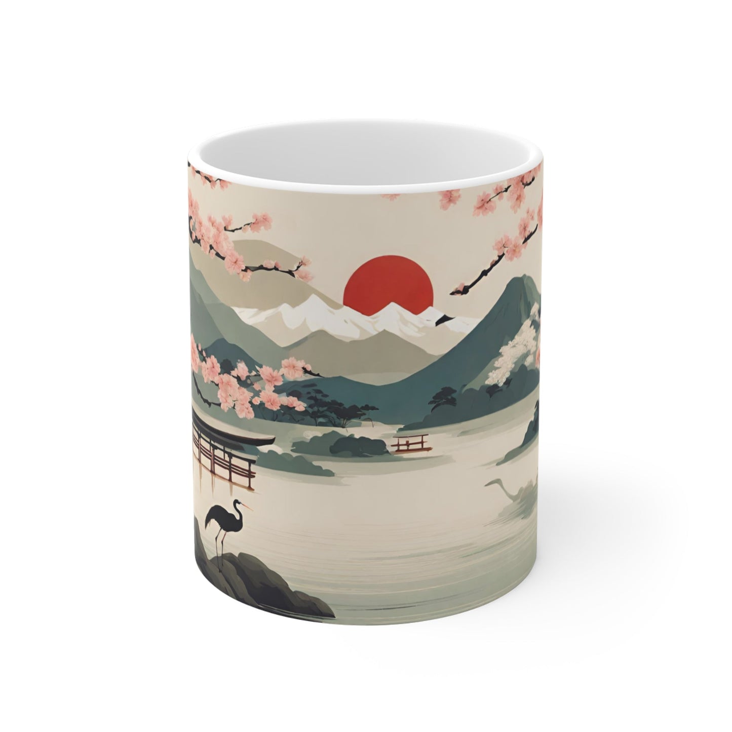 Vintage Mug featuring Traditional Japanese Cherry Blossom Art