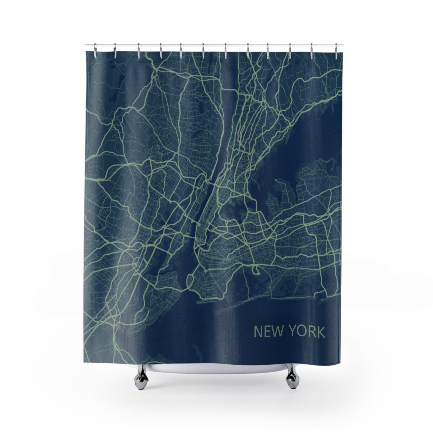 Shower Curtain Featuring a Map of New York City