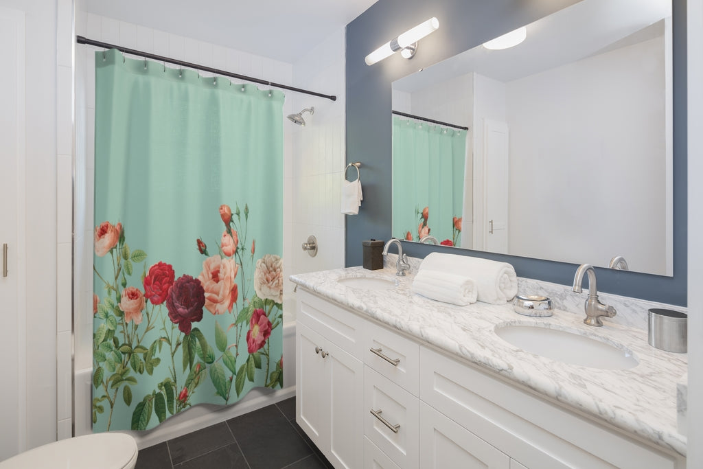 Teal Rose Garden Shower Curtains - Enhance your Home Decor