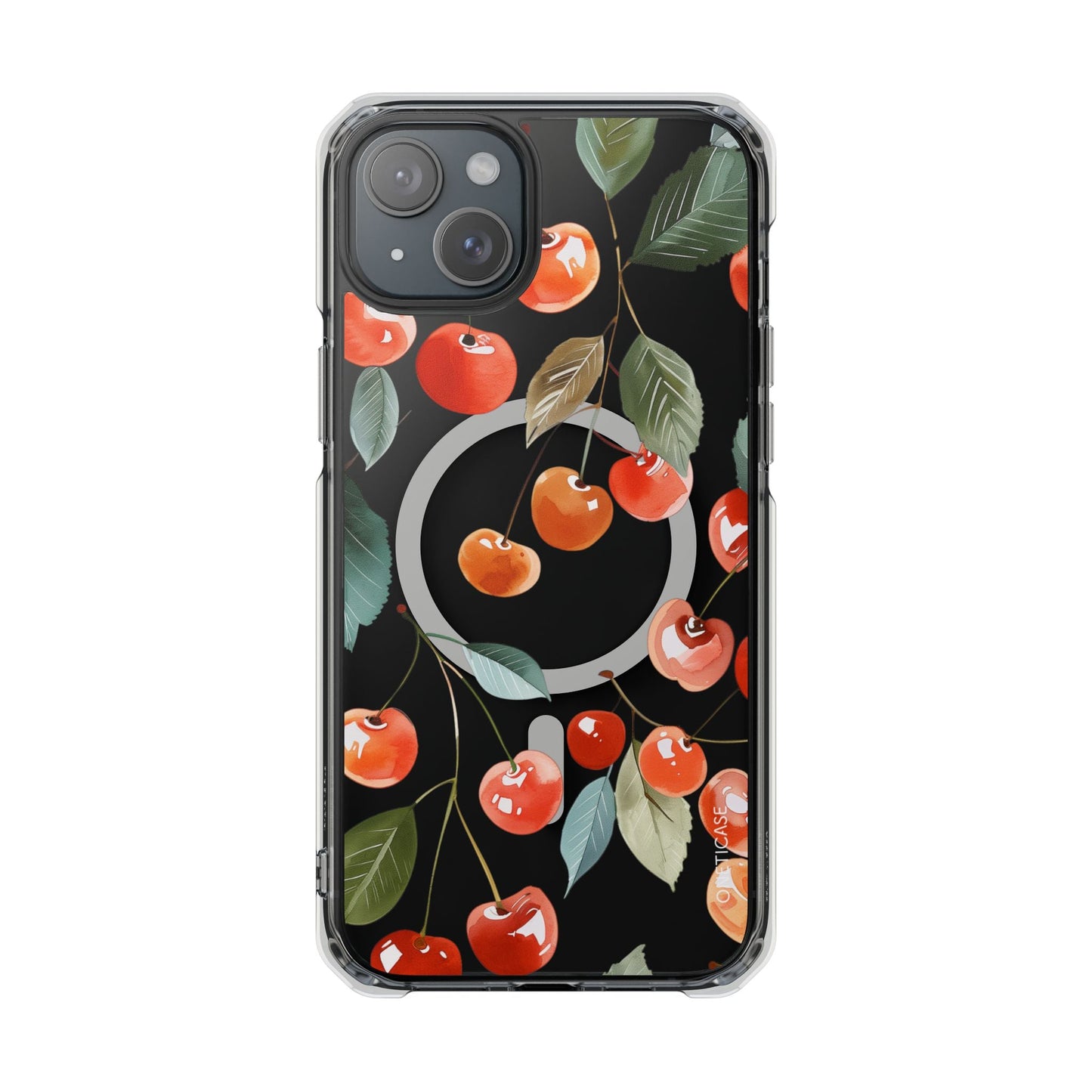 Adorable Cherry-themed Transparent Magnetic Phone Case for iPhone Models