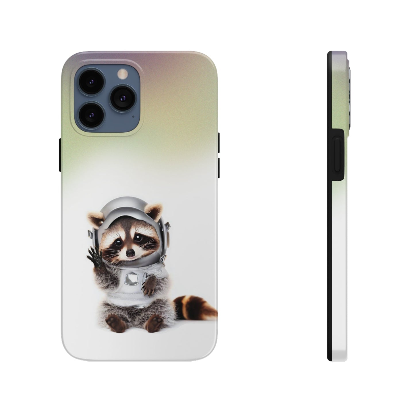 Wireless Charging iPhone Case featuring a Playful Raccoon Design