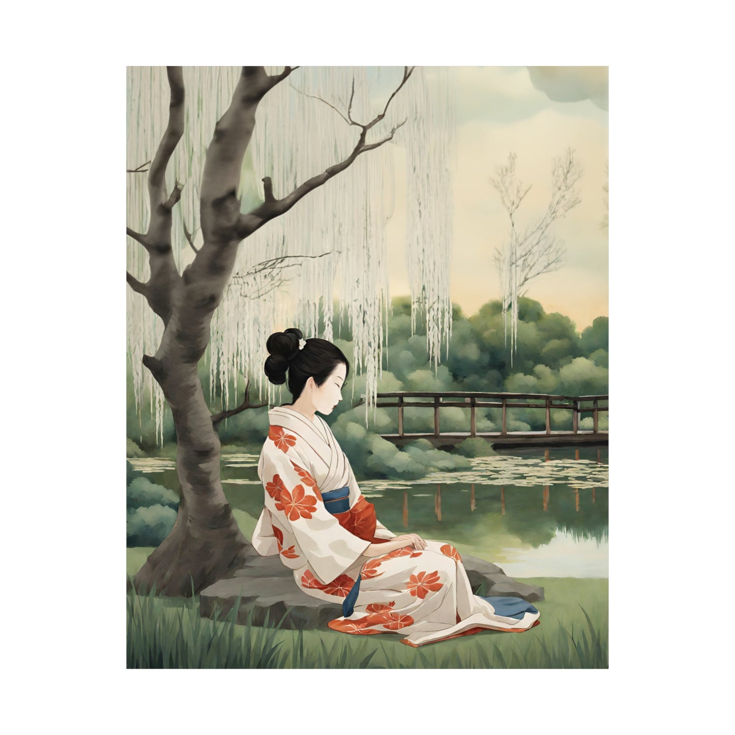 Tranquil Waterside Reverie Art Poster by Geisha