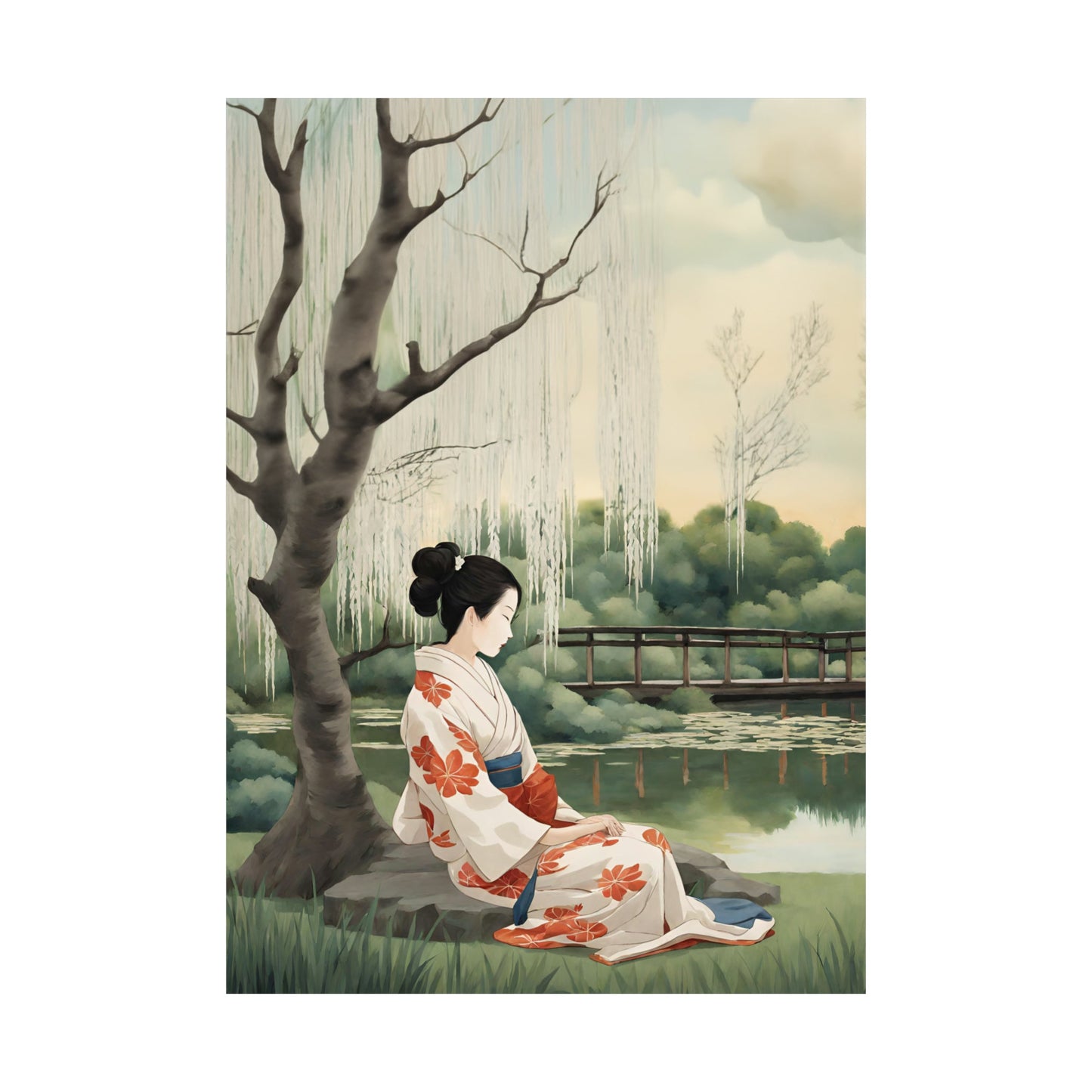 Tranquil Waterside Reverie Art Poster by Geisha