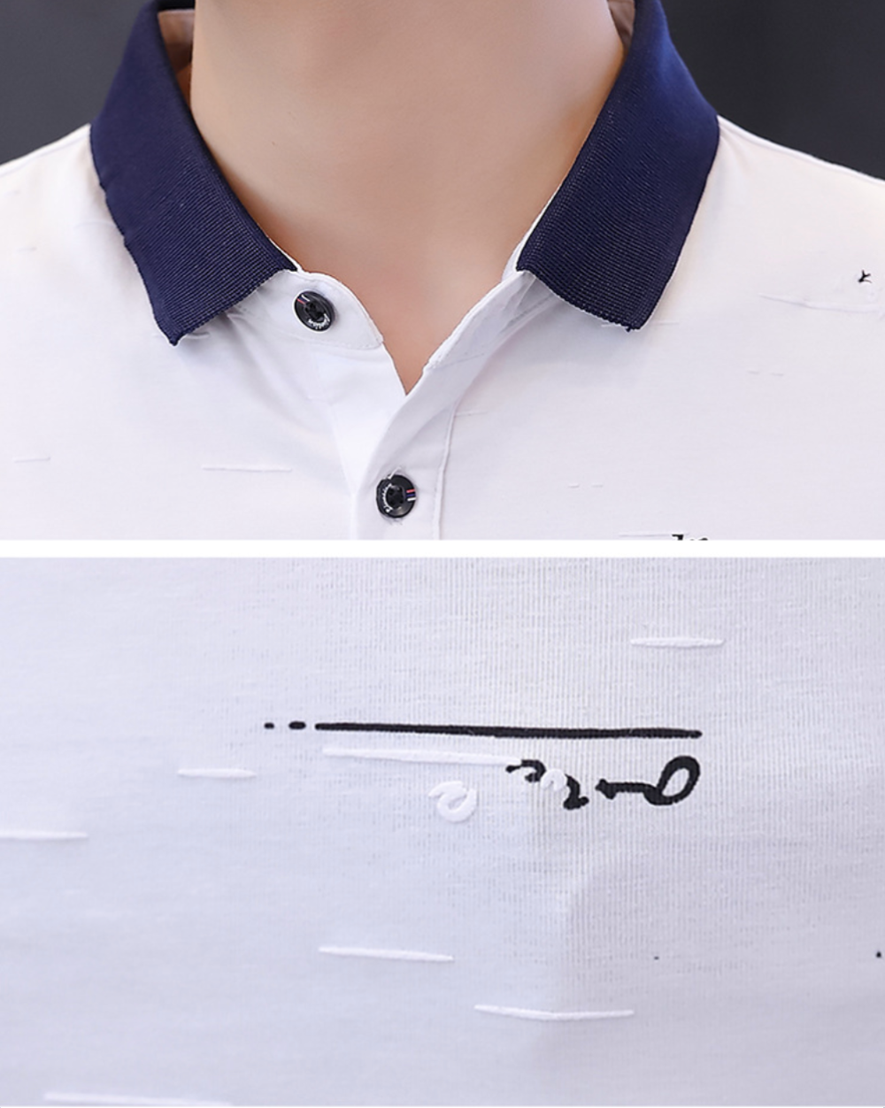 Printed Two-Toned Polo Shirt for Men