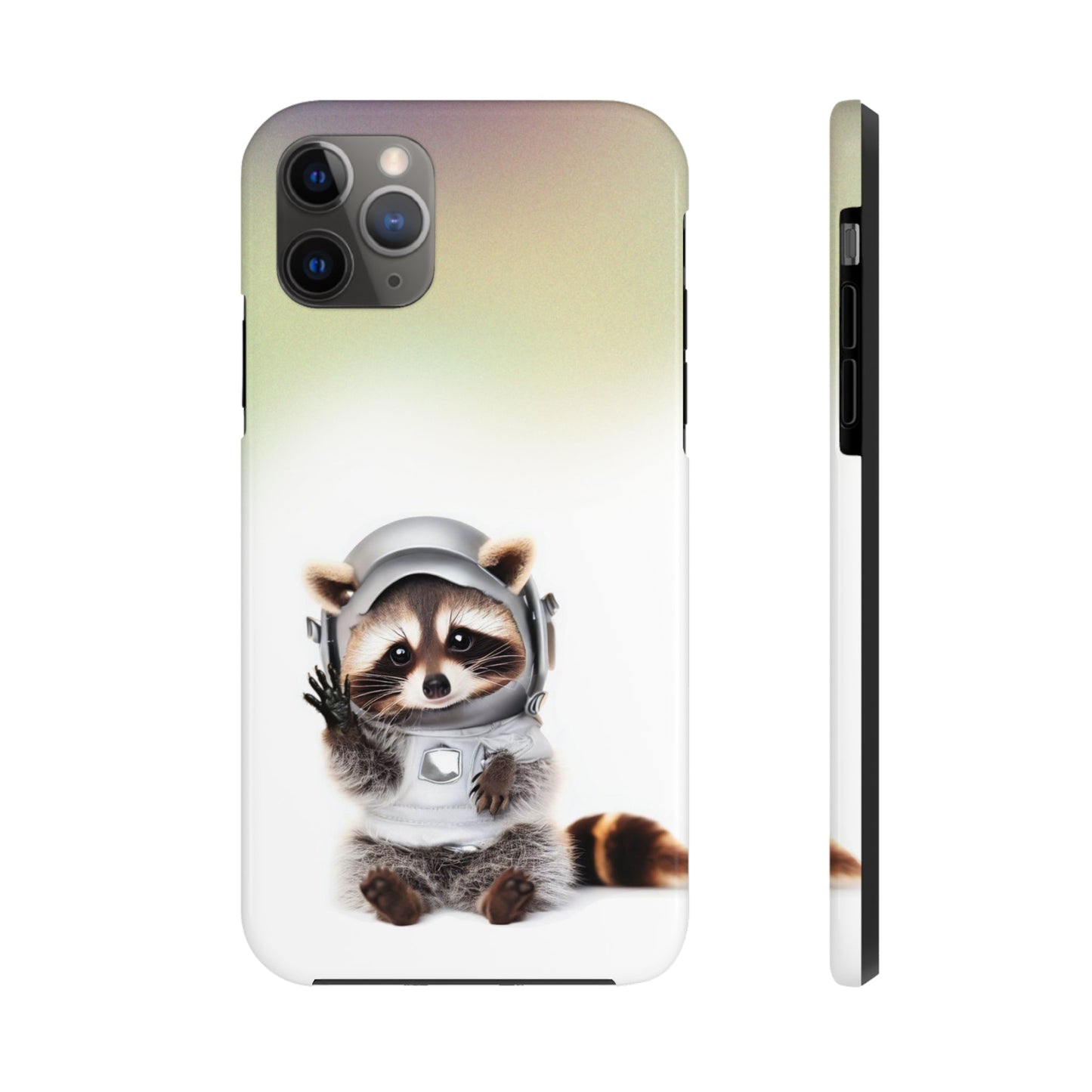 Wireless Charging iPhone Case featuring a Playful Raccoon Design