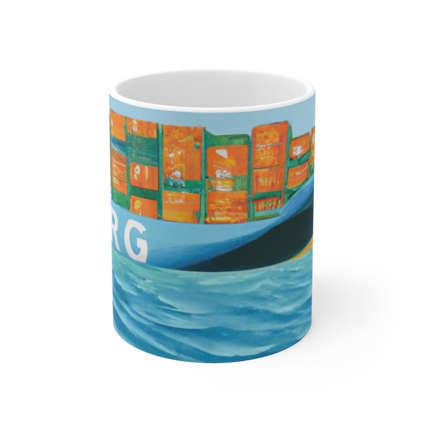 Artistic Cargo Vessel Coffee Cup