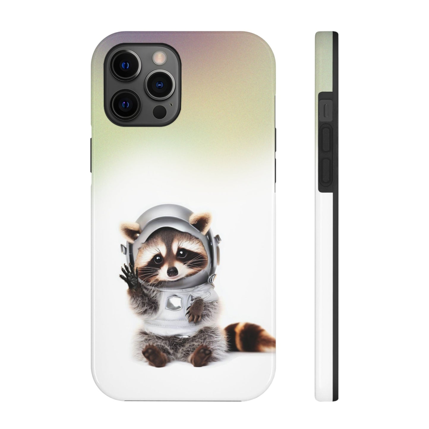 Wireless Charging iPhone Case featuring a Playful Raccoon Design