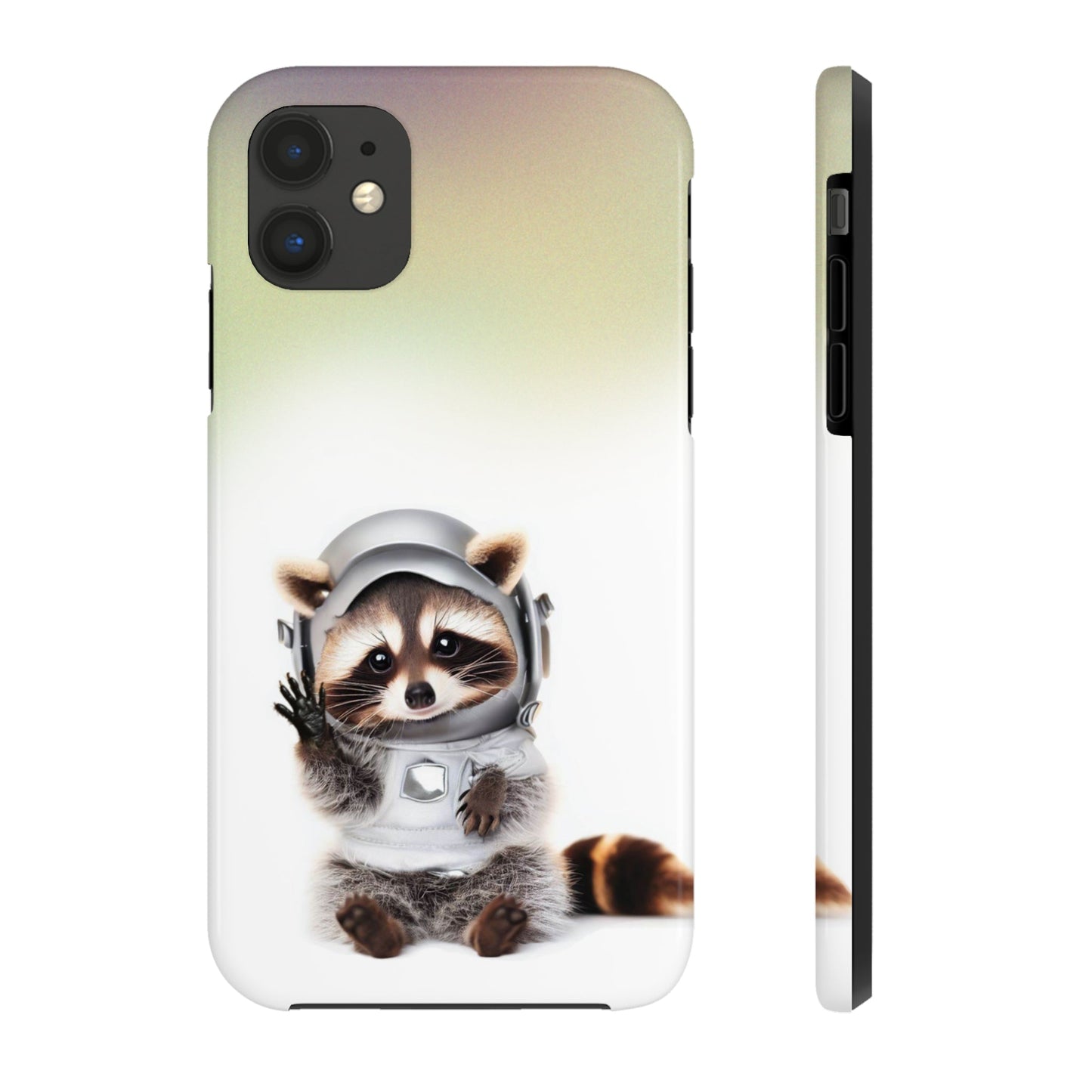 Wireless Charging iPhone Case featuring a Playful Raccoon Design