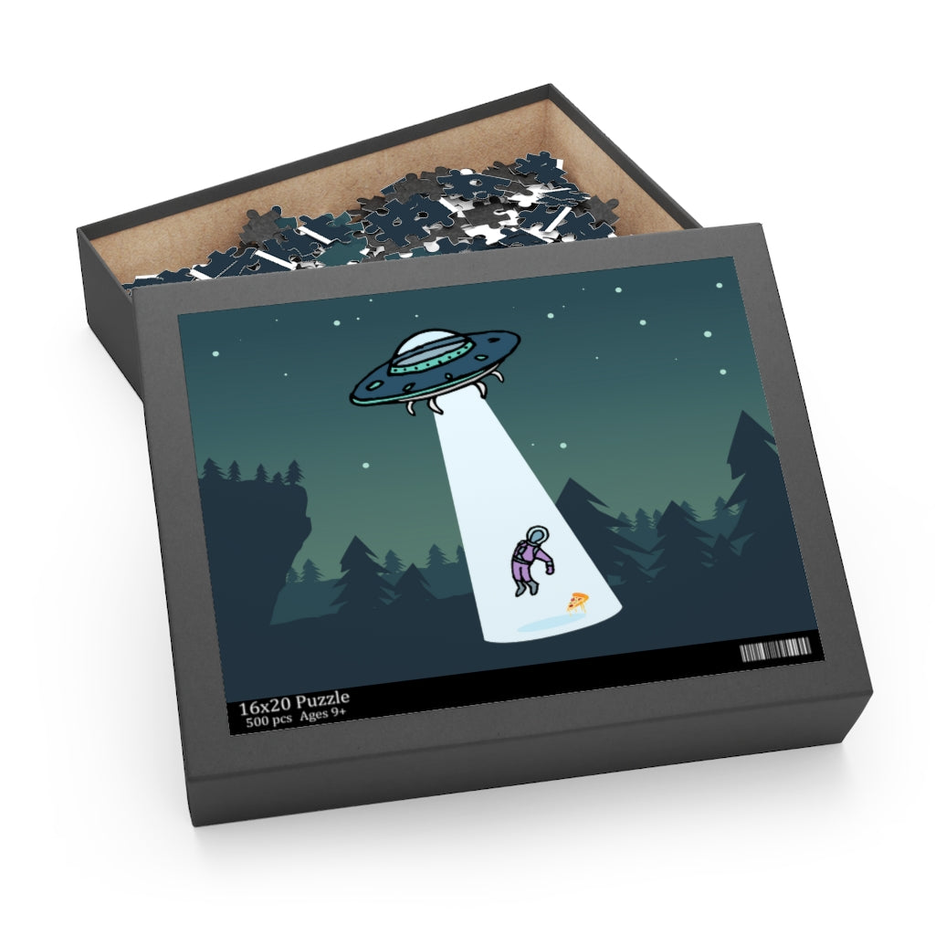 500-Piece Jigsaw Puzzle: Extraterrestrial Encounter and Pizza Party