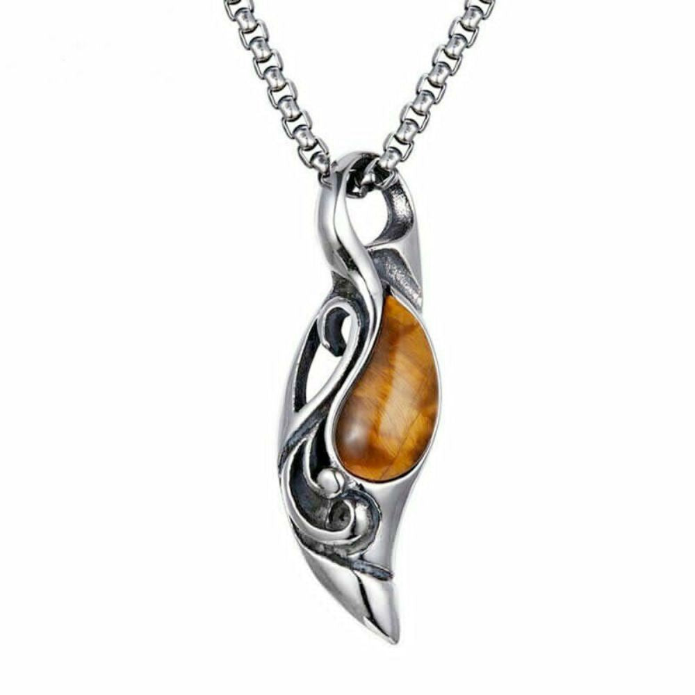Tiger Eye Stone Necklace with a Hanging Pendant