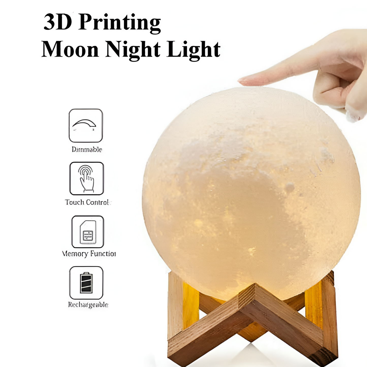 16 Colors Moon Lamp with Remote Touch Control