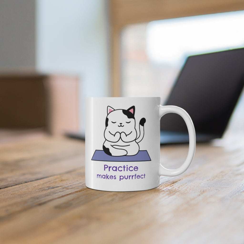 Practice Makes Purrfect - Yoga Themed Mug