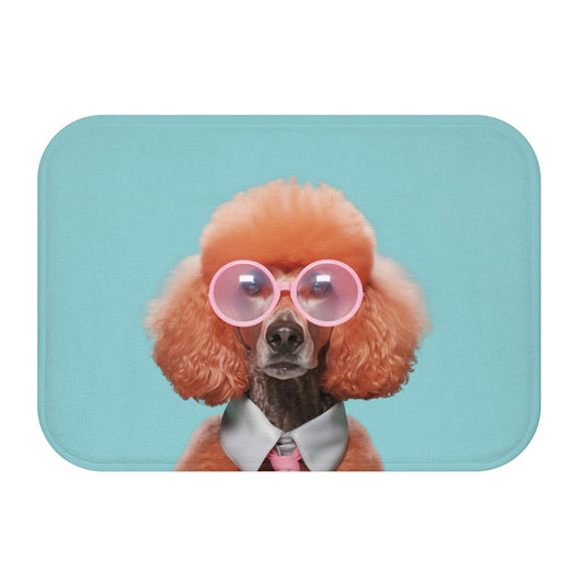Stylish Canine with Sunglasses Bath Mat