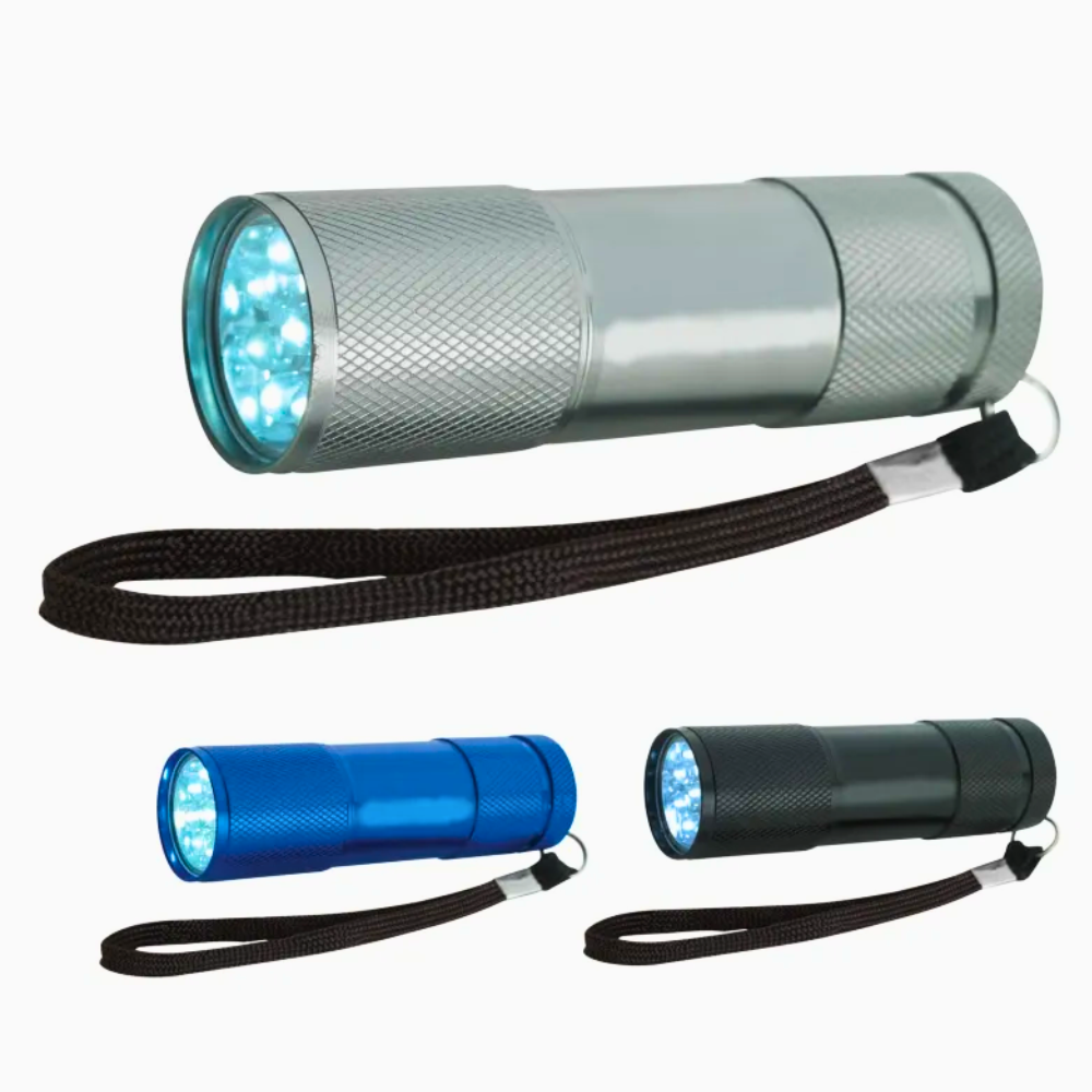 Aluminum Flashlights - 100 Pieces, 9 LEDs, Bright