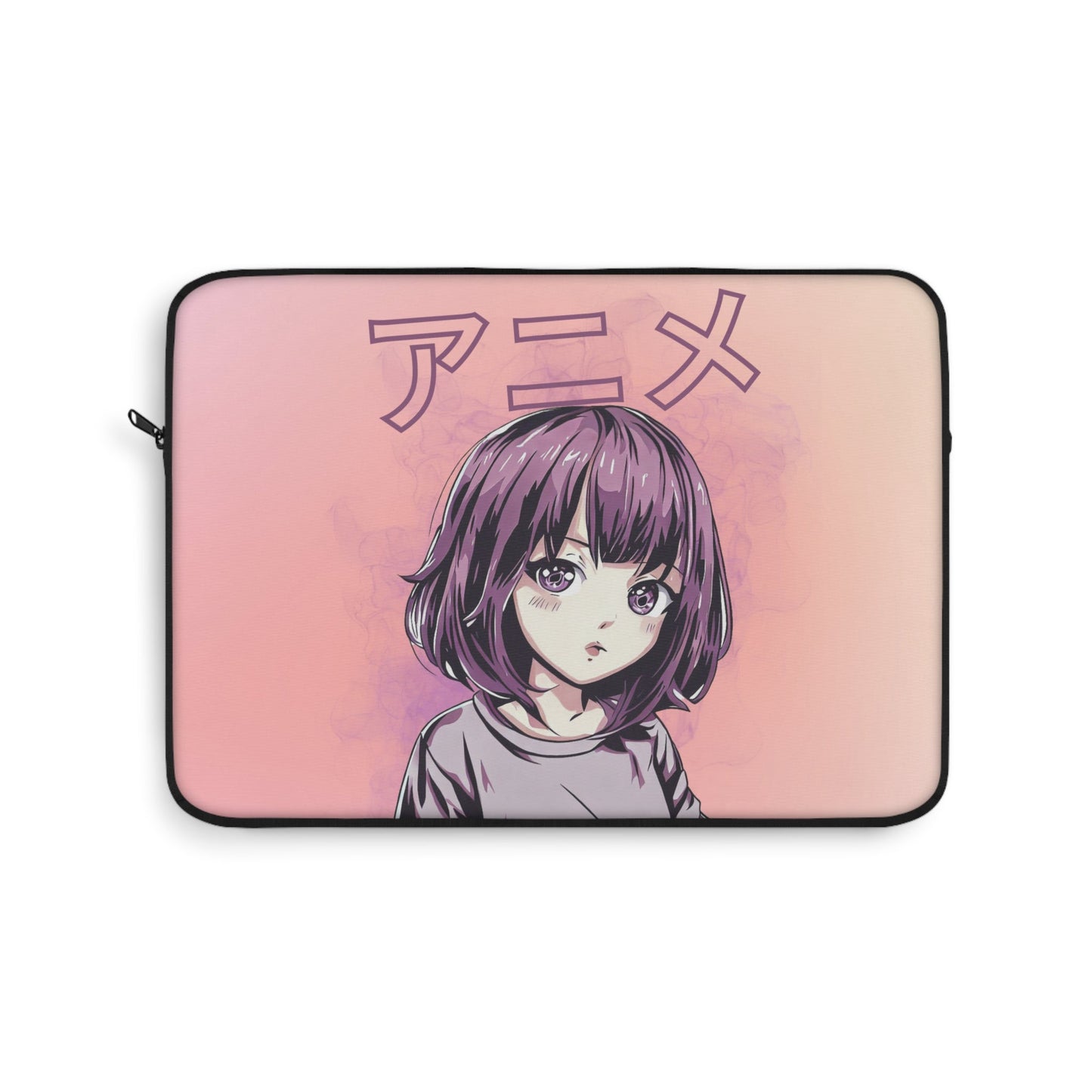 Anime Girl Laptop Sleeve with Vibrant Purple Hair