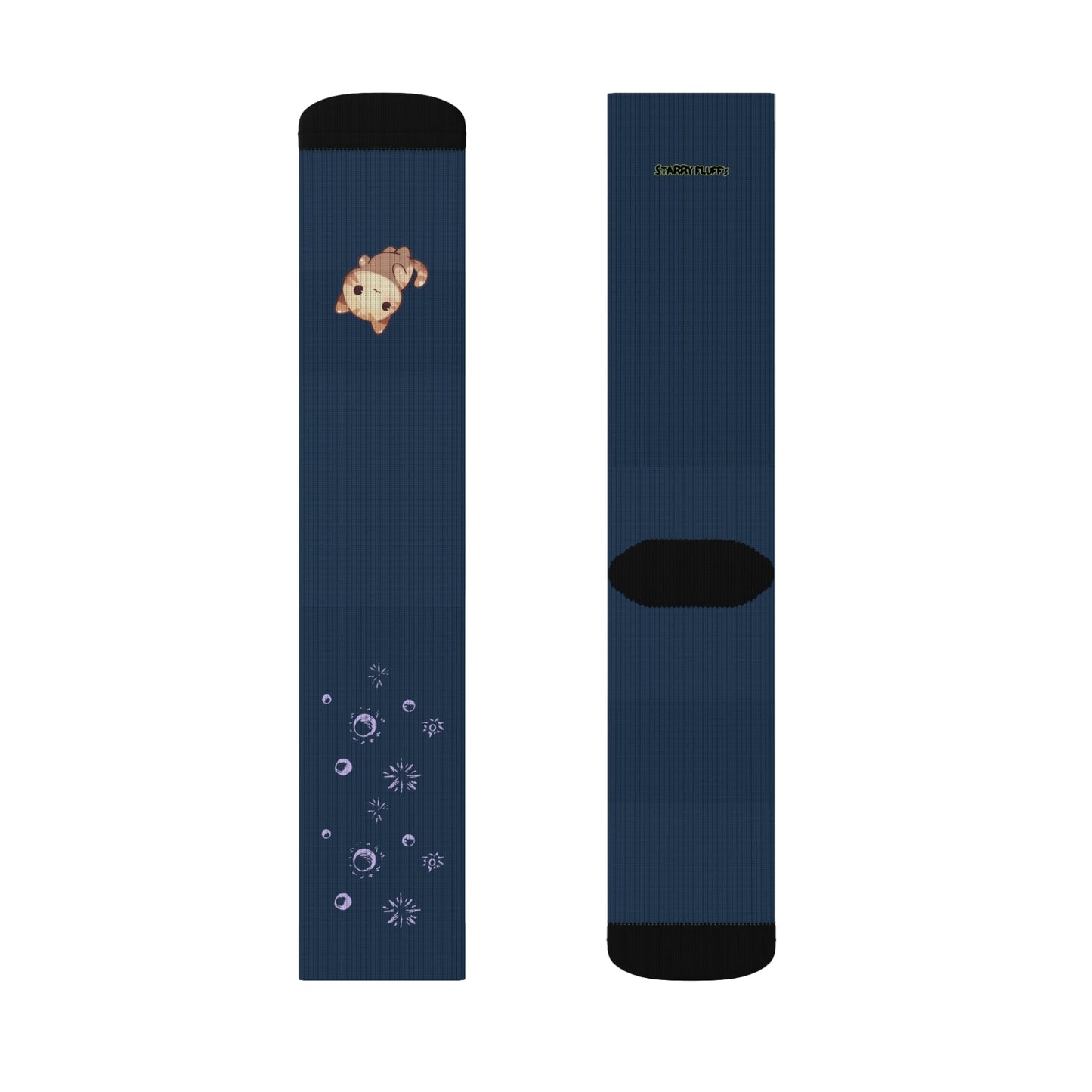 Cosmic Kitten in the Stars Playful Novelty Socks by Starry Fluff