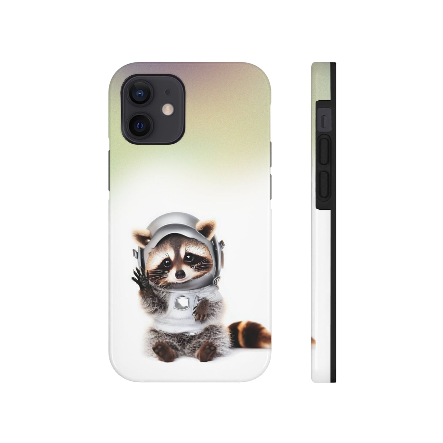 Wireless Charging iPhone Case featuring a Playful Raccoon Design
