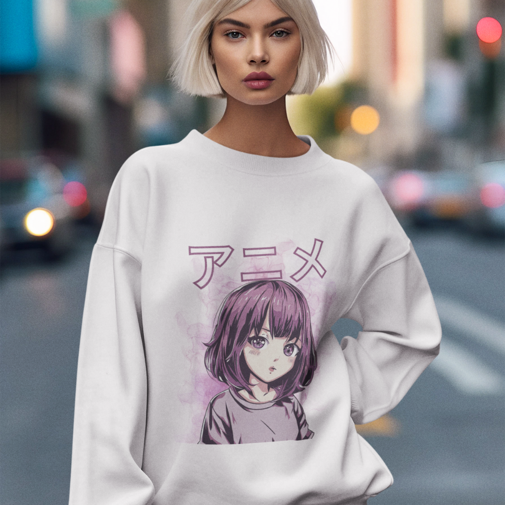 Anime Sweatshirt in Vibrant Purple